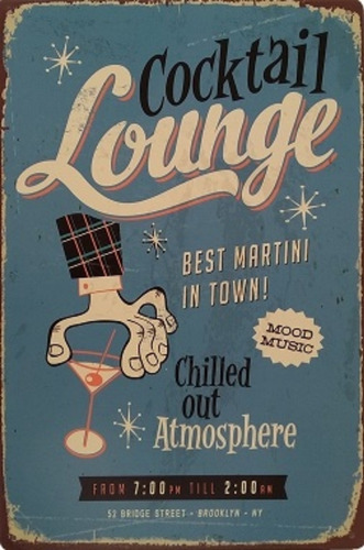 Imagen 1 de 2 de Chapa Cartel Decorativo Retro Bar Living Cocktail Lounge