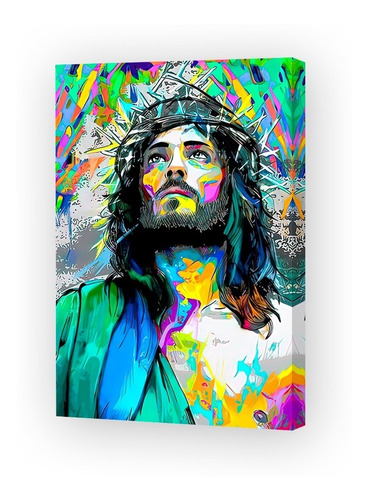 Cuadro 60x90cm Jesus Cristo Color Moderno Diseño Religion M3