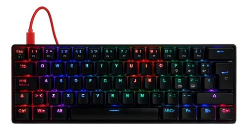 Game Factor Kbg560 Teclado Gamer Mecánico 60% Switch Gateron Rgb ANTI-GHOSTING