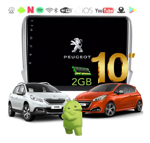 Imagem 2 de 9 de Central Multimidia Peugeot 208 2008 Android S170