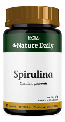 Spirulina Nature Daily 30 Cápsulas Saúde Sidney Oliveira C2 Sabor Sem sabor