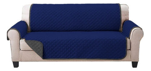 Cubresofá Protector 2 Vistas Para Sofá Grande Ultra Ligero Color Azul Marino/gris