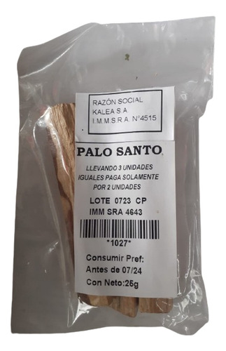 Palo Santo 25gr. Compre 3 Pague 2.