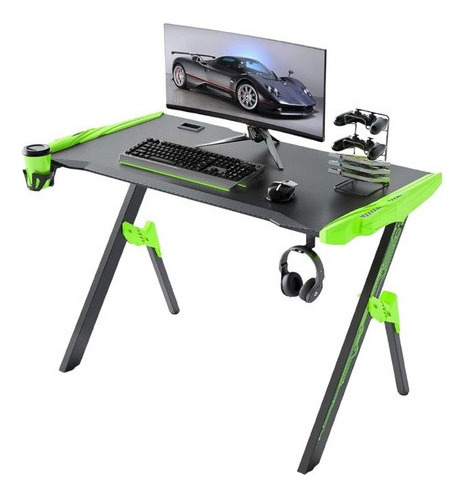 Escritorio Para Gamers Galaxhero Luces Led Rgb Geek Verde