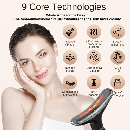 Masajeador Facial Viminto 3 En 1 Con Calor, Vibración Y Luz