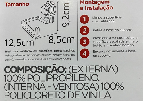 Imagem 5 de 5 de Suporte Porta Rolo Papel Higiênico, Toalha, Sabonete Ventosa