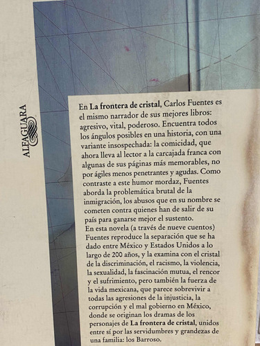 La Frontera De Cristal/ Carlos Fuentes (Usado)