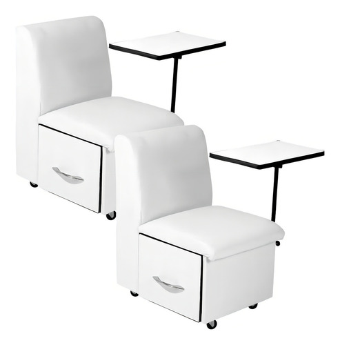 Kit Com 2 Cadeiras Para Manicure Cirandinha Branca Factor