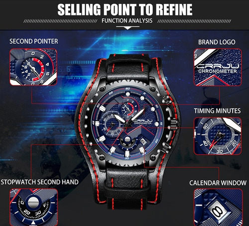 Relógio Masculino Crrju Black