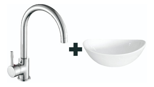 Imagen 1 de 4 de Set Baño Basico Bacha Loza Luna Griferia Monocomando Flaming