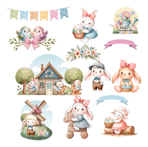 Kit Digital Clipart Pascuas, Imagenes, Letreros, Papeles