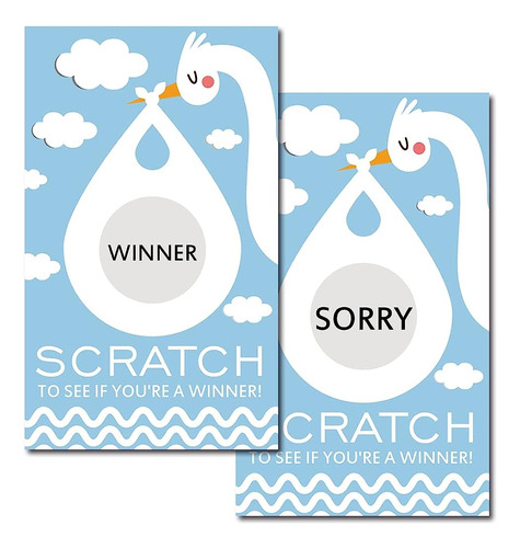 50 Juegos De Baby Shower Scratch Off, Blue Stork Lottery Tic