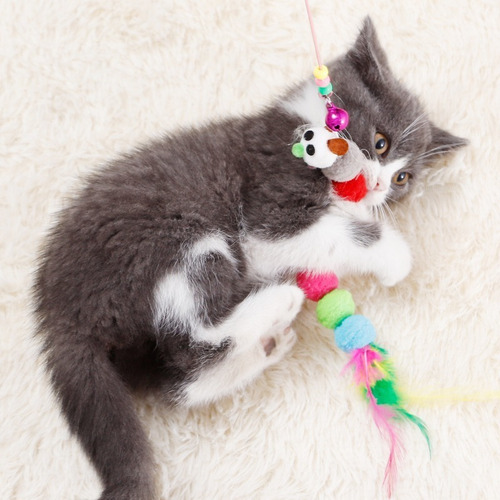 Imagen 3 de 7 de Varita Interactiva Con Plumas Para Diversión Gatos/perros