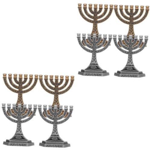 8 Piezas Candelabro Adorno Menorá Velas Portavelas Judías Ca