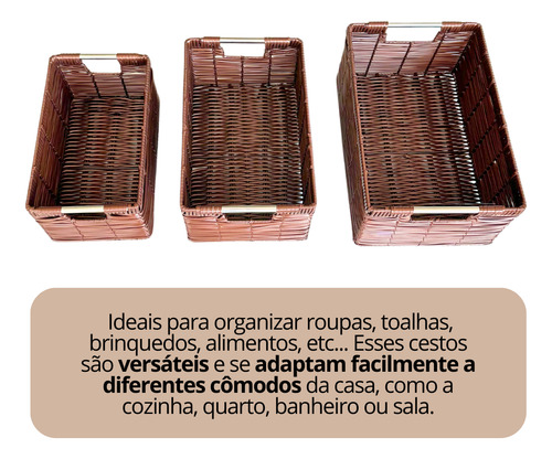 Jogo De 5 Cestos Organizadores Decoração Multiuso Cozinha