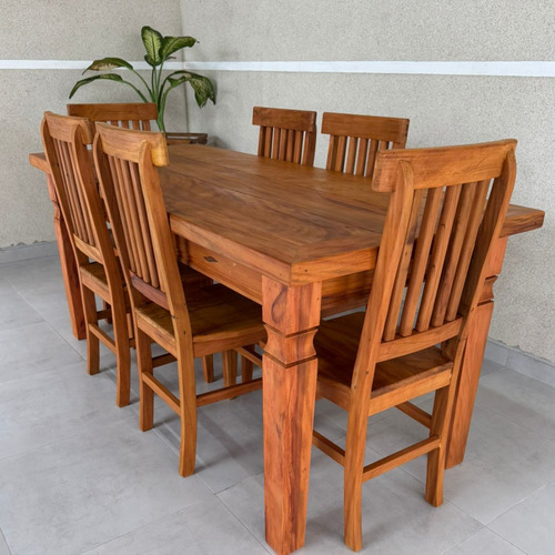 Mesa De Jantar 1,80m +6 Cadeiras Madeira Demolição Promoção