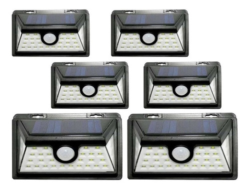 Pack 6 Foco Solar 30 Led Exterior Con Sensor De Movimiento