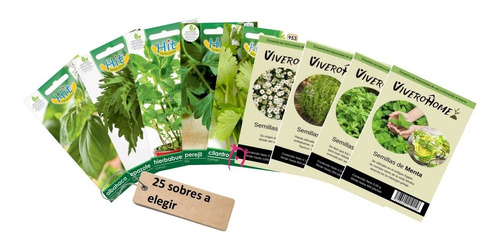 25 Sobres Semillas. Elegir; Hortalizas, Frutas, Germinados