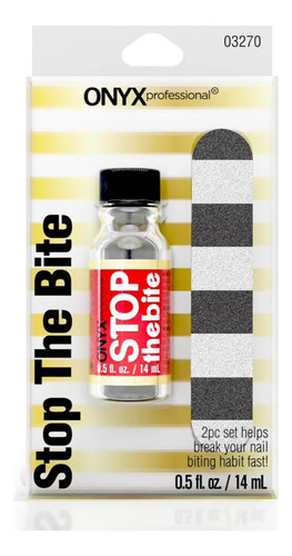 Onyx Professional  Stop The Bite  Nail Biting & Thumb Sucking Deterrent Polish 0.5 Fl Oz 14 Ml Esmalte Para Disuadir La Mordedura De Uñas Y La Succión Del Dedo. Su Sabor Amargo Desmotiva.