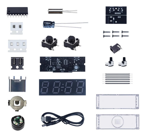 Kit De Relógio Digital Diy Smart 0603rgb Beads Diy Com Capa