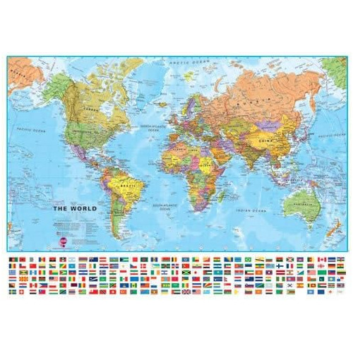 Mapa Del Mundo Grande - Póster De Mapa De Pared Bander...