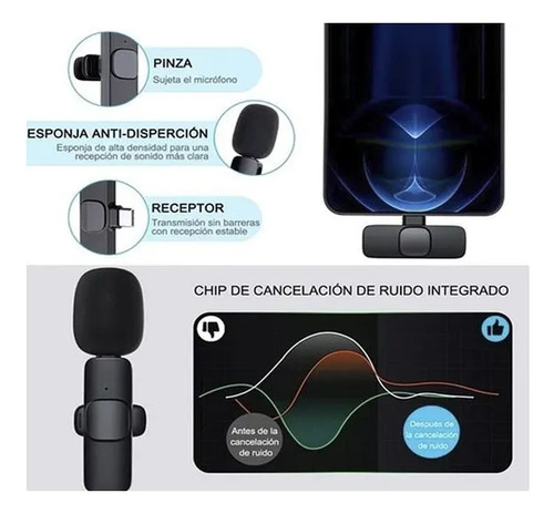 Micrófono Inalámbrico Solapa Lavalier Para Celular Tipo C Co