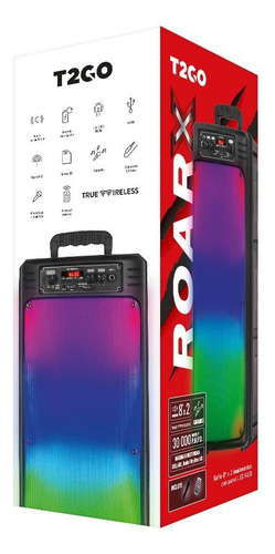T2go | Bocina Inalámbrica Roar | 8 X2 Con Panel Led Rgb | Radio Fm | Conexión Micro Sd | Tws