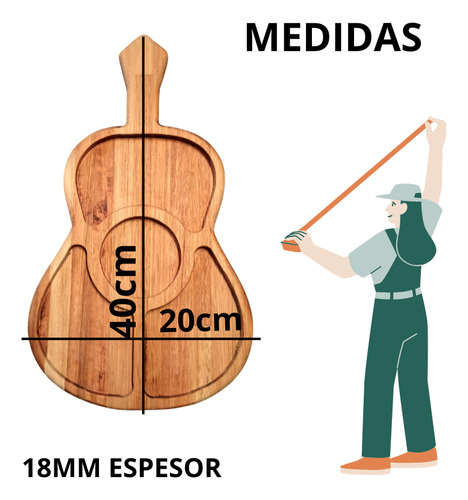 Tabla Bandeja Guitarra Madera Euca Picada Con 4 Divisiones Marrón
