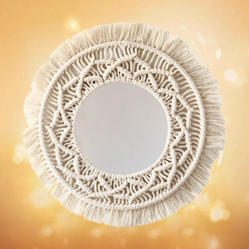 Tapiz Colgante De Pared Con Espejo De Macramé Boho Gramo