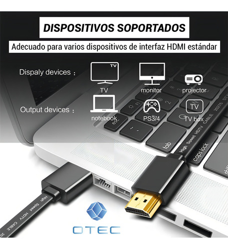 Cable Compatible Con Hdmi, Cable Plano 10 Metros - Otec