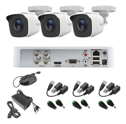 Kit  Video Vigilancia 3 Cámaras 1080p / 2mp Baluns Metal Hilook 