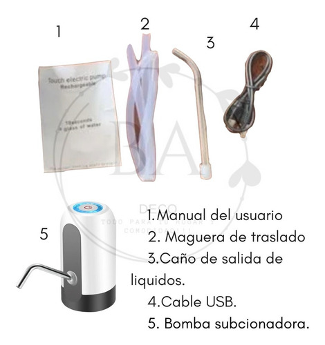 Imagen 3 de 5 de Dispenser Bomba De Agua Automático Bidones Carga Usb