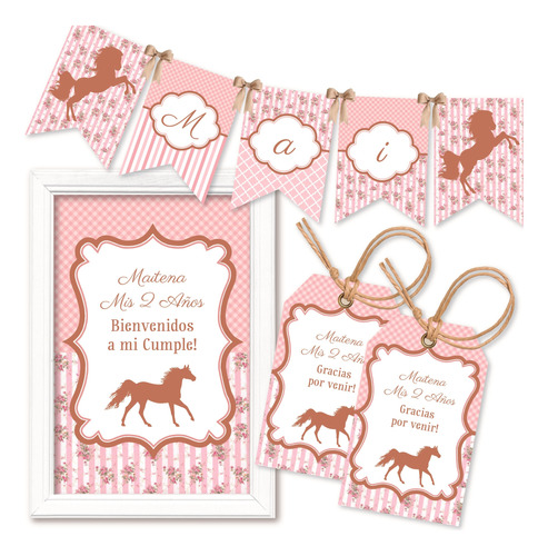 Mini Kit Imprimible Caballo Rosa Party Deco Invitacion