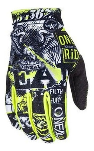 Luva Oneal Matrix Motocross Mx Trilha Enduro Off Road Cor Attack Preto Amarelo Neon Tamanho G