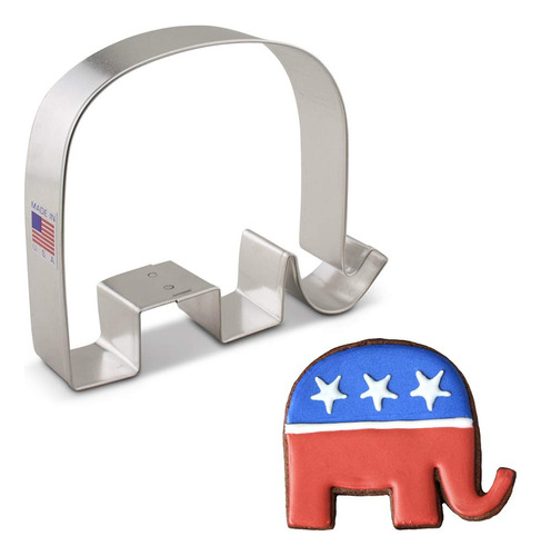 Gop Elefante Republicano Cookie Cutter  4.4 inches  acero