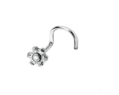 Imagen 1 de 3 de Piercing Nariz Flor Zirconias Blancas Titanio Precio Unidad