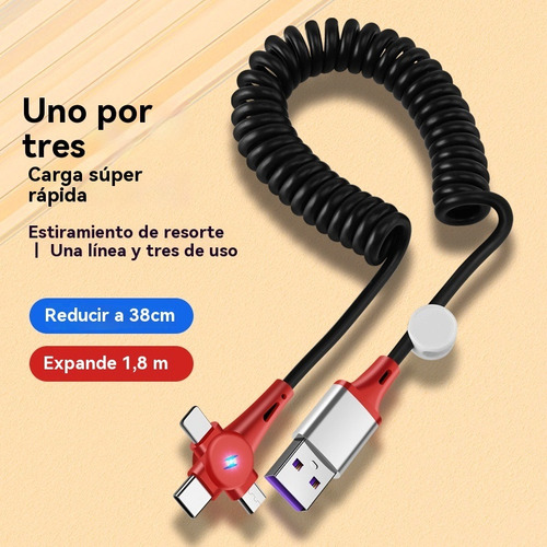 . Cable Micro Tipo C Carga Rápida 100w En Espiral -