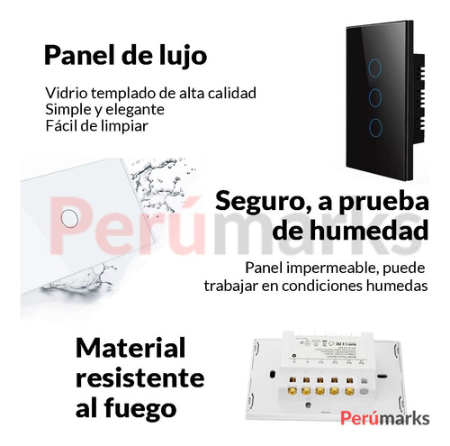 Interruptor Inteligente Iluminaria Wifi Táctil 3 Gangs