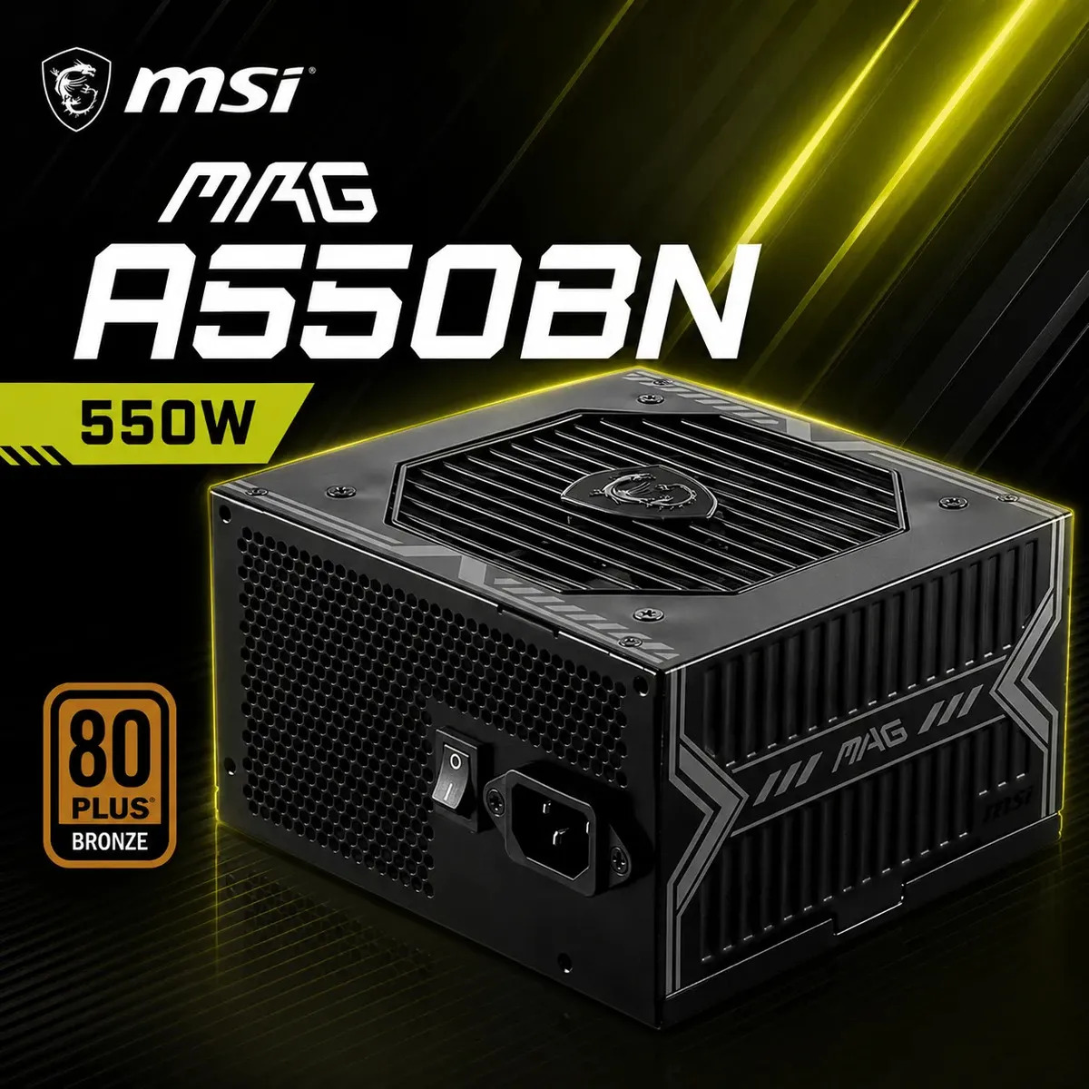 Fonte Msi Mag A550bn, Atx, 550w, 80 Plus Bronze, Pfc Ativo Preto