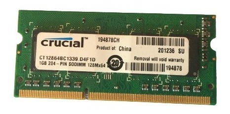 Memoria Ram 1gb Ddr3 Laptop Crucial 194878ch