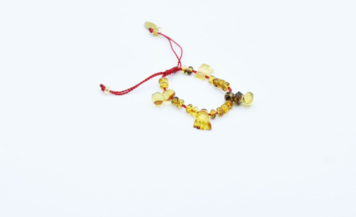 Pulsera De Ámbar Para Bebe Con Hilo Rojo Y Esferas De Chapa 