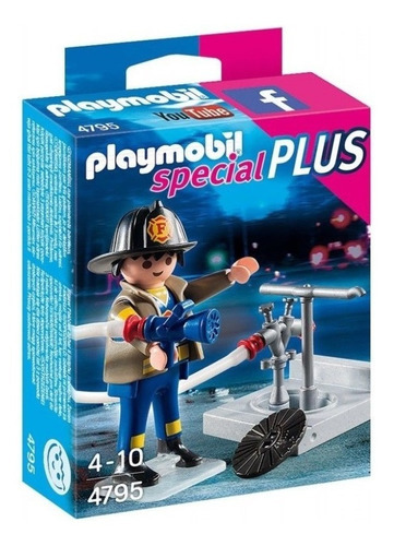 Playmobil Special Plus 4795 Bombero Con Equipo Playking Color Azul