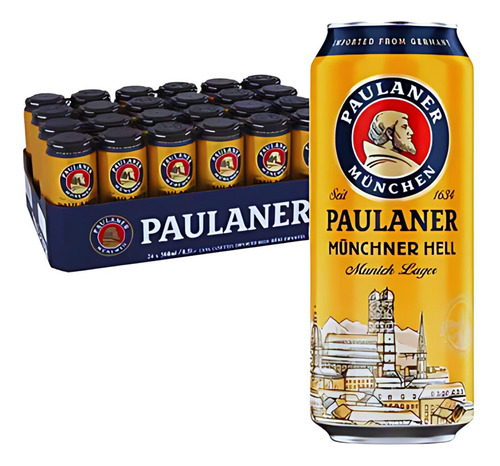 Cerveja Alemã Paulaner Munchner Hell Lata 500ml Kit 24 Unds