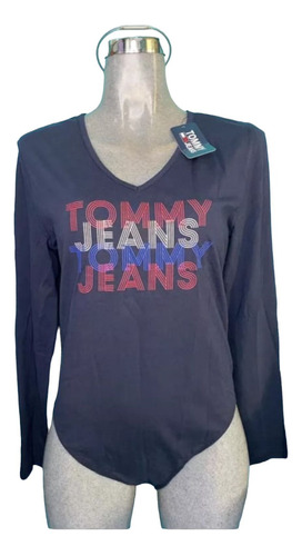 Playera Tommy Hilfiger Original Para Dama Talla M Azul Marin