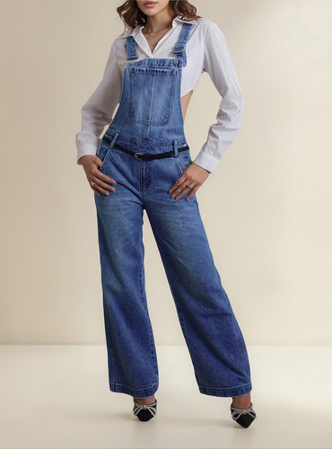 Overol Recto De Mezclilla Savi Jeans Azul 7