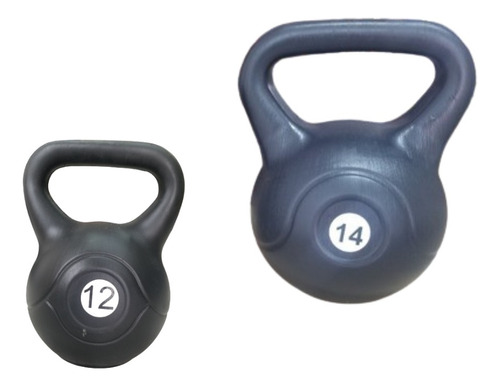 Kit Pesa Rusa Kettlebell Mancuerna 12kg + 14kg Plastica 