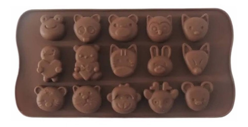 Molde Silicona Chico Cara Animales Surtido Chocolate 