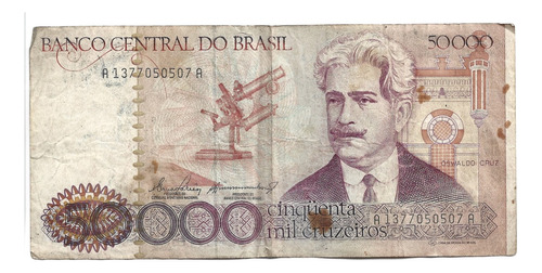 Liquido Billete De Brasil  50.000 Cruzeiros 1986