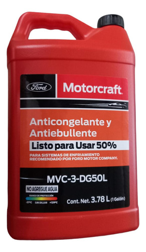 Kit Garrafa Anticongelante Naranja Listo P Usar Motorcraft  MVC3DG50