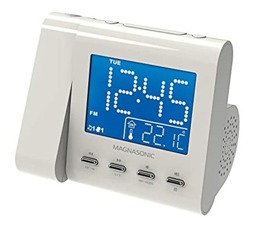 Radio Despertador Con Radio Am/fm Y Alarma Dual, Blanco